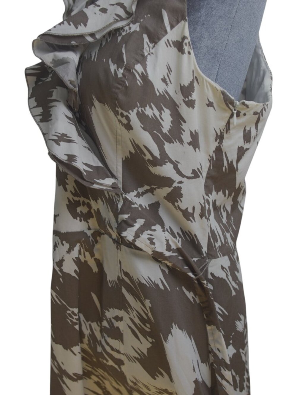 Ann Taylor Faux Wrap Fit & Flare Dress 14 Neutral Abstract Print Feminine EUC - Picture 10 of 15